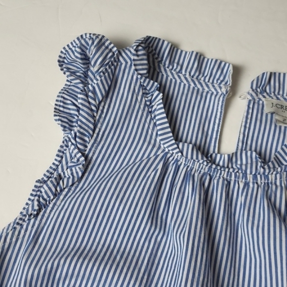 J. CREW Tiered Midi Ruffle Dress Blue White Stripe Size 2 - Picture 9 of 14